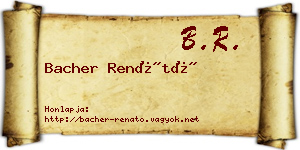 Bacher Renátó névjegykártya